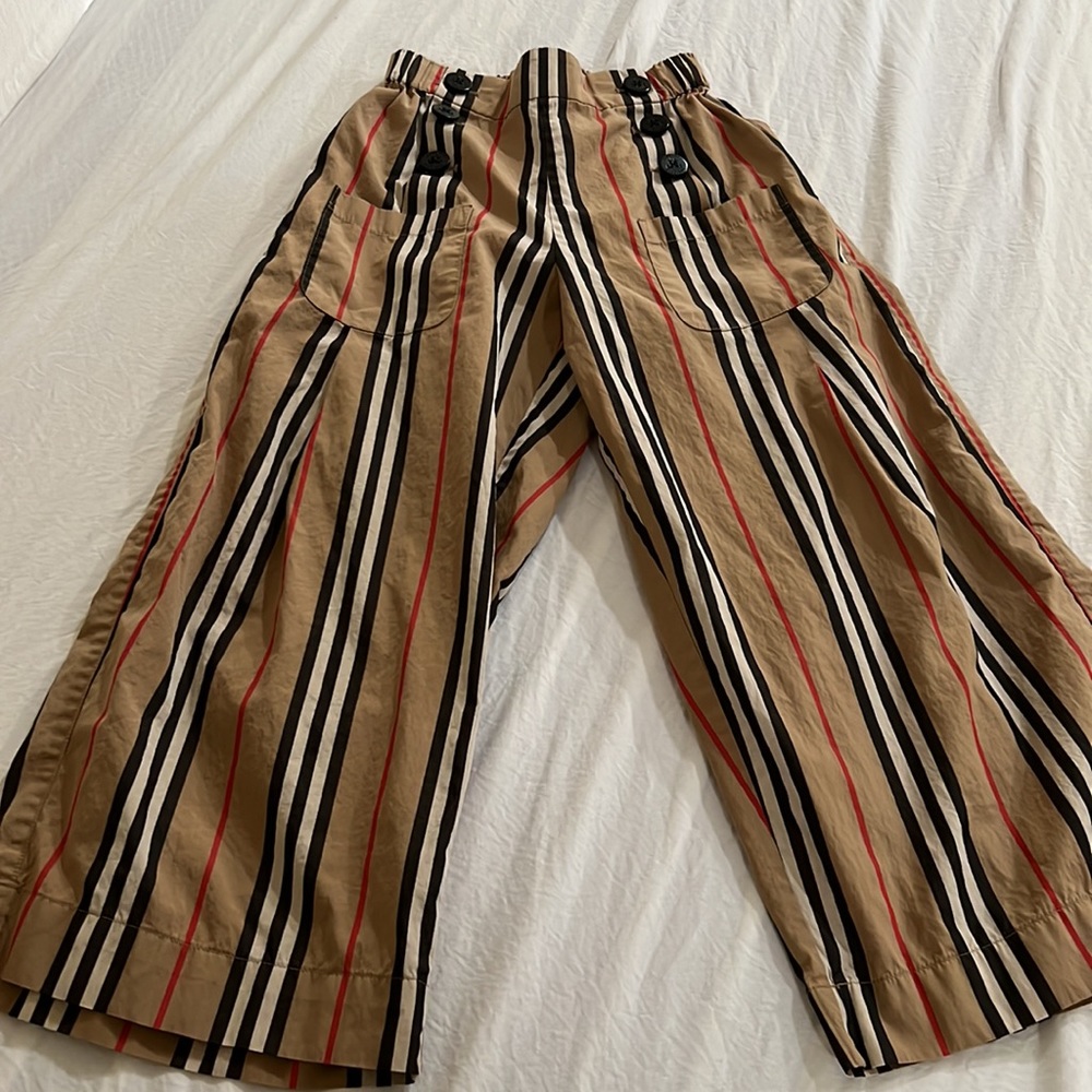 Girls 100% Auth. Burberry Taren Wide Legs icon Stripe Sailor Pants 8Y - Picture 4 of 7